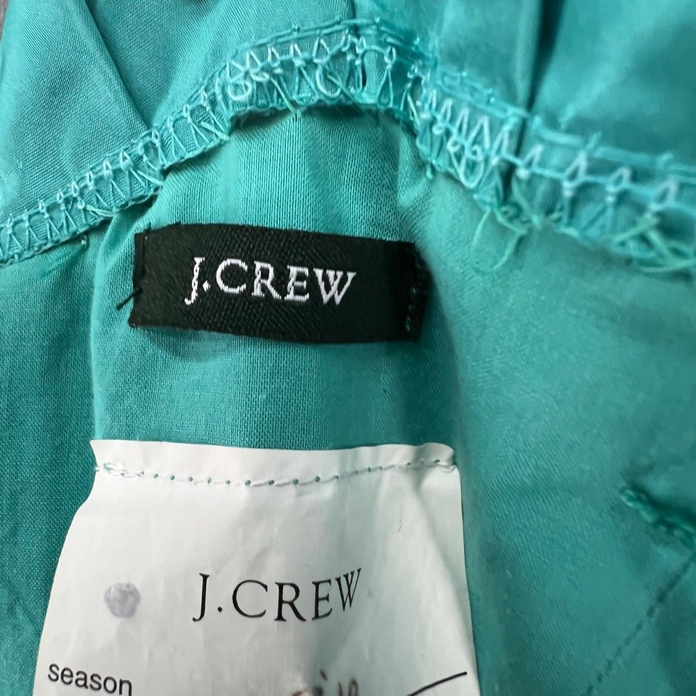 J Crew Audrey Dress Women 2 Green‎ Aqua Silk Tafetta Strapless Ruffle Cocktail - Picture 12 of 15